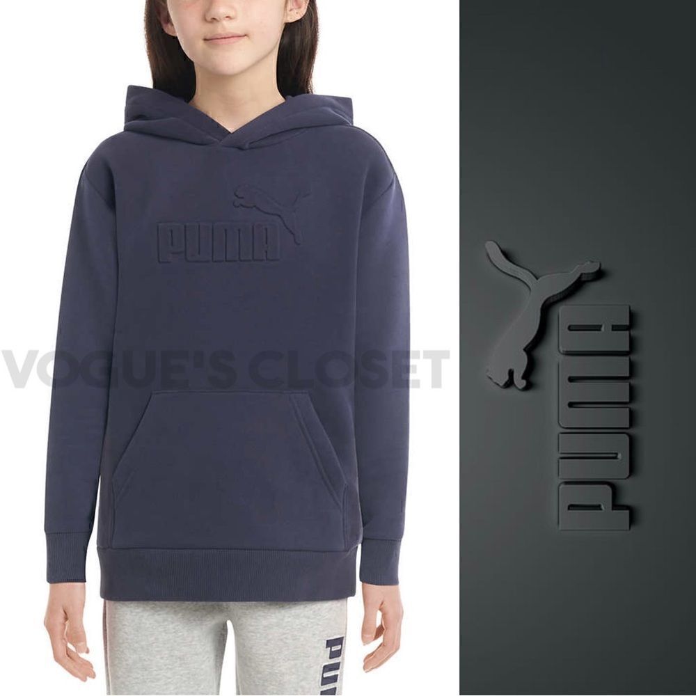 NEW! PUMA Youth Fleece Hoodie with Raised embossed logo and Kangaroo Pockets
